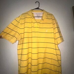 Nautica Men's Polo in Yellow with Black Stripes